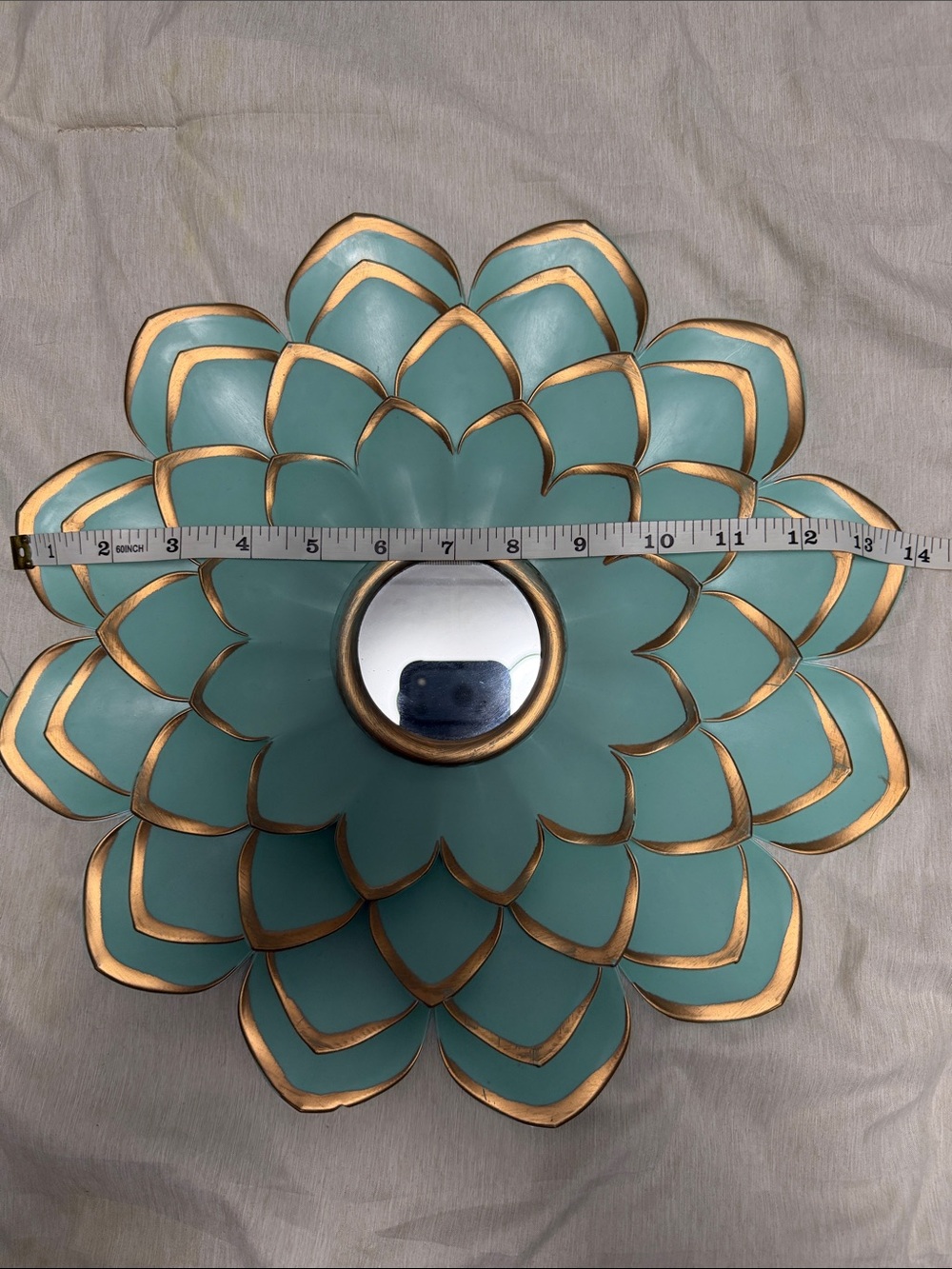 Teal Floral Plastic Wall Decor Set with Gold Accents - Picture 9 of 10